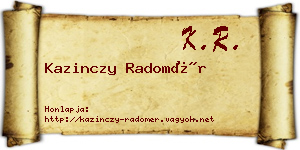 Kazinczy Radomér névjegykártya